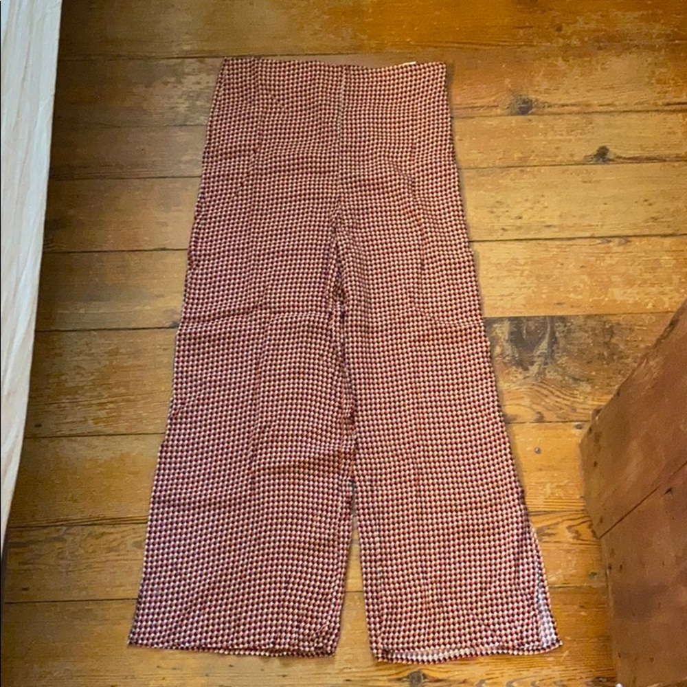 Forever 21 pant long woven red black tan NWT